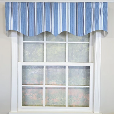 RLF Home 100% Cotton Freya Stripe Regal Fully Lined Windows Rod Pocket Valance 50" X 17" Blue 3 RLF Home 100% Cotton Freya Stripe Regal Fully Lined Windows Rod Pocket Valance 50" X 17" Blue