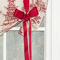 Naomi Tie-Up Ribbon Tie 3" Rod Pocket Valance 50" X 21" Red By RLF Home
