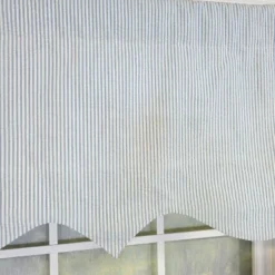 RLF Home 100% Cotton Seersucker Regal With Poly/Cotton Ivory Lining Rod Pocket Valance 50" X 16" Blue -RLF Home Sales GUEST f34f8e85 8b15 40eb 8d22 2ccb83defb30