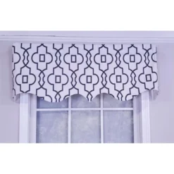 RLF Home Modern Design Classic Crusade Regal Style Window Valance 50" X 17" Light Navy