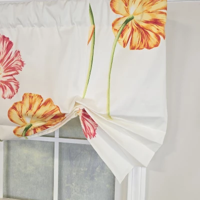 RLF Home 100% Cotton La Tulipe Butterfly With Poly/Cotton Lining Rod Pocket Valance 50" X 16" White 4 RLF Home 100% Cotton La Tulipe Butterfly With Poly/Cotton Lining Rod Pocket Valance 50" X 16" White - Image 2