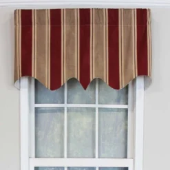 RLF Home Bodega Stripe Window Treatment Regal Premium Quality Valance 3" Rod Pocket 50" X 17" Mauve Red