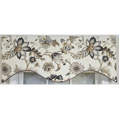 RLF Home 100% Cotton Zanzibar Cornice With Poly/Cotton Ivory Lining Rod Pocket Valance 50" X 17" Gray 4 RLF Home 100% Cotton Zanzibar Cornice With Poly/Cotton Ivory Lining Rod Pocket Valance 50" X 17" Gray - Image 2