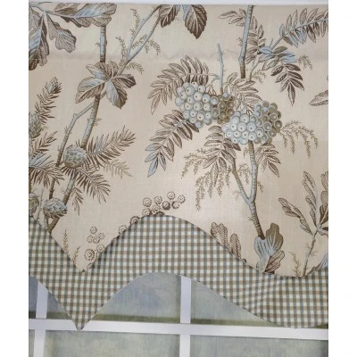 RLF Home 3" Rod Pocket High Quality Fabric Brantwood D-Regal Valance For Windows 50" X 17" Mist 4 RLF Home 3" Rod Pocket High Quality Fabric Brantwood D-Regal Valance For Windows 50" X 17" Mist - Image 2