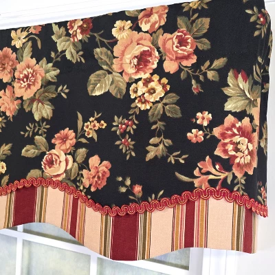 RLF Home 100% Cotton Lancaster Glory Fully Lined Windows Rod Pocket Valance 50" X 16" Black 5 RLF Home 100% Cotton Lancaster Glory Fully Lined Windows Rod Pocket Valance 50" X 16" Black - Image 3
