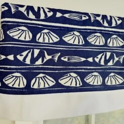 RLF Home She Shells Banded Valance Collection - 100% Cotton With Ivory Lining 50" X 16" Navy -RLF Home Sales GUEST fffe87bf b21e 4757 9611 111a009b8847
