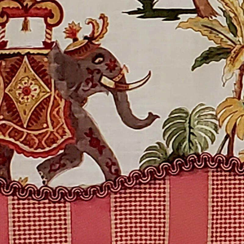 RLF Home Madhubala Glory Pattern "B" Elephant On Sides Window Treatment Valance 3" Rod Pocket 50" X 16" Spice Red 5 RLF Home Madhubala Glory Pattern "B" Elephant On Sides Window Treatment Valance 3" Rod Pocket 50" X 16" Spice Red - Image 3