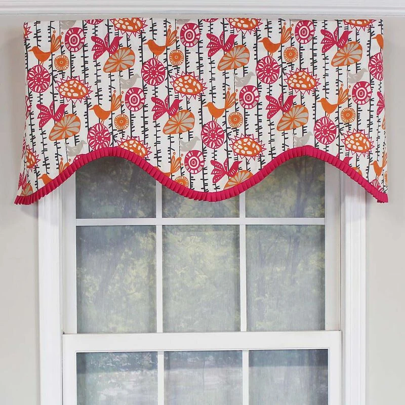 RLF Home Merangerie Window Treatment Ruffled Cornice Premium Quality Valance 3" Rod Pocket 50" X 17" Sherbert Red 4 RLF Home Merangerie Window Treatment Ruffled Cornice Premium Quality Valance 3" Rod Pocket 50" X 17" Sherbert Red - Image 2
