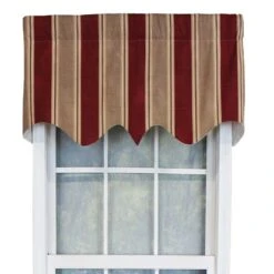 RLF Home Bodega Stripe Window Treatment Regal Premium Quality Valance 3" Rod Pocket 50" X 17" Mauve Red