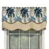 RLF Home Shadow Gimp Trim Detail Printed Palm Glory High Quality Valance 3" Rod Pocket 50" X 16" Horizon Blu -RLF Home Sales fd3770cebb3a42e6b4006a83023fca8d